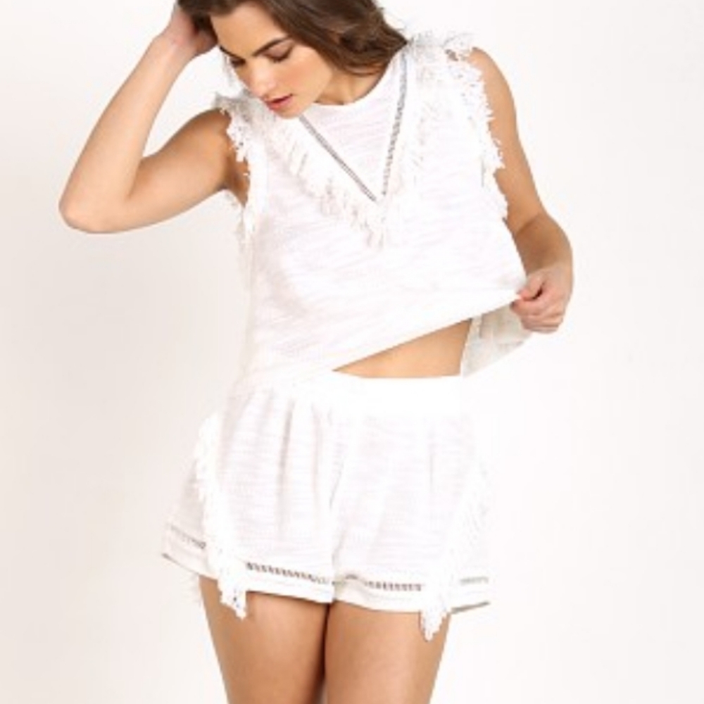 SUBOO White Fringe Cast Away Short Set - 4